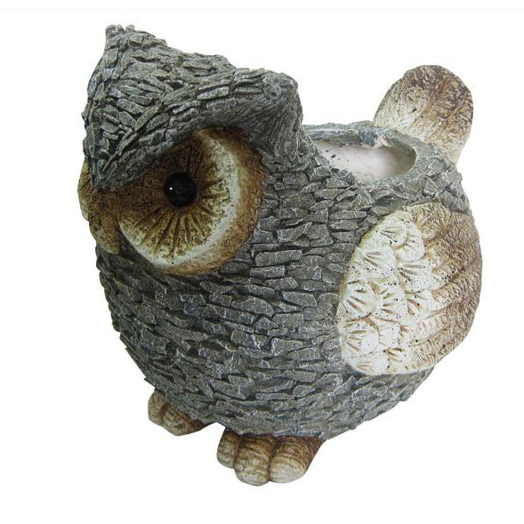 Alpine 14" Magnesia Cement Owl Garden Planter