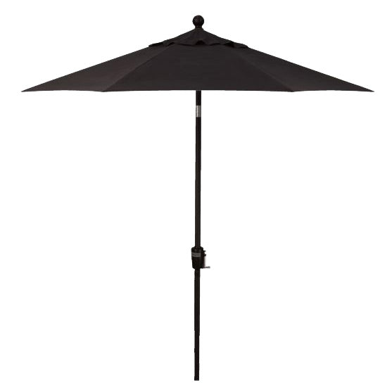 Push Button Tilt 7.5 ' Market Umbrella, Black Finish, Black Fabric