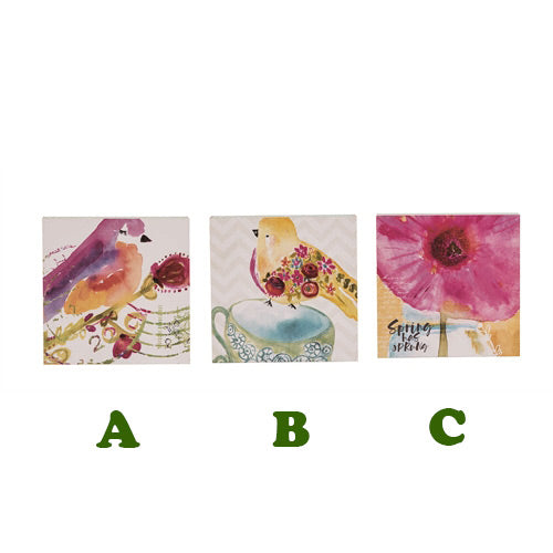 Bird Floral Block Décor