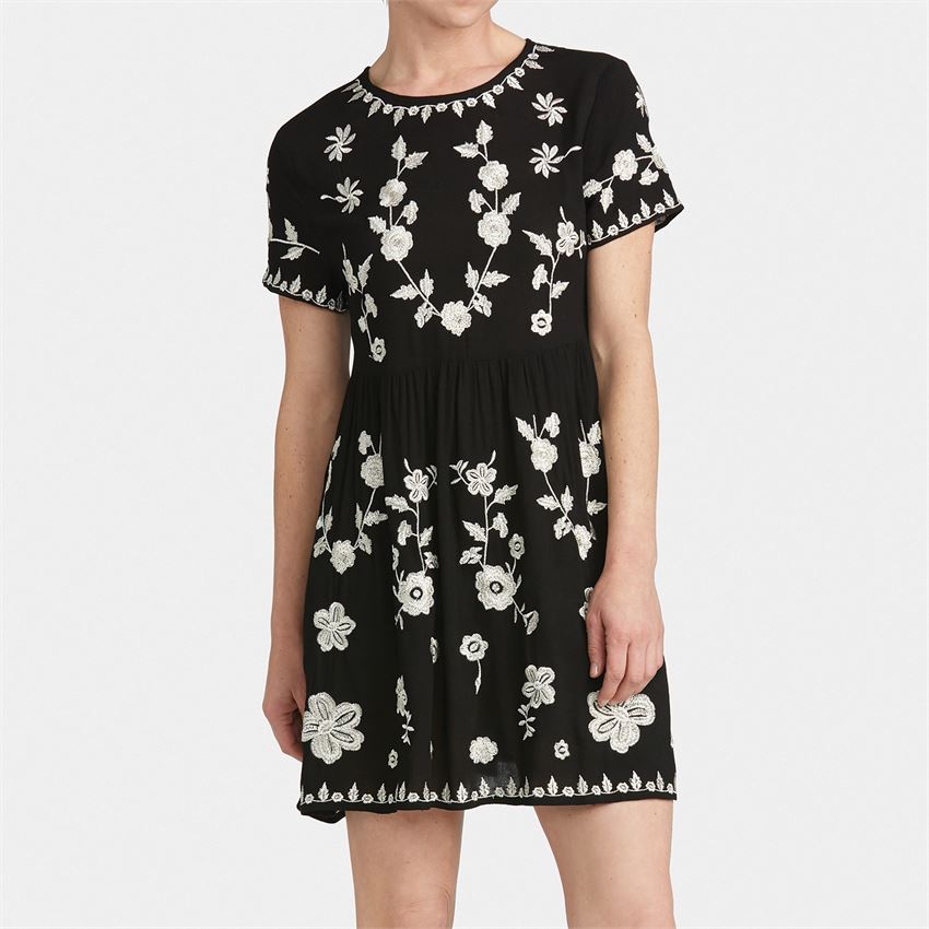 Farah Embroidered Dress, Black, S/M