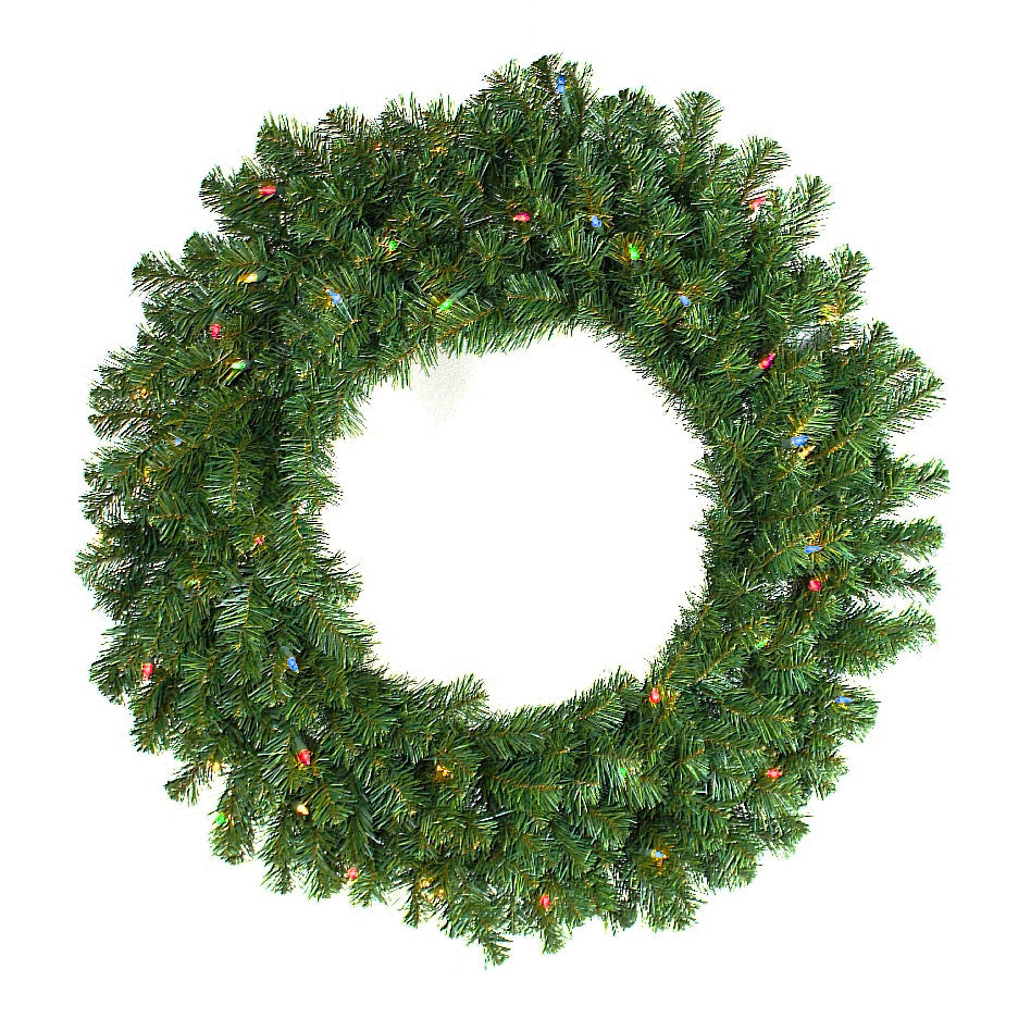 48" Norway Pine Lifelike Wreath, Pre-Lit Multicolor Lights