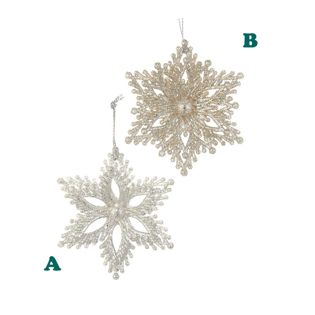 Platinum Glitter Snowflake Ornament, 3", Assortment Sold Individually