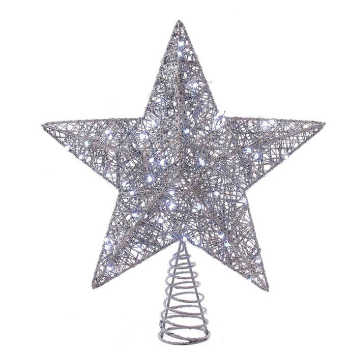 Kurt Adler 45-Light LED Silver Star Treetop, 10-Inch