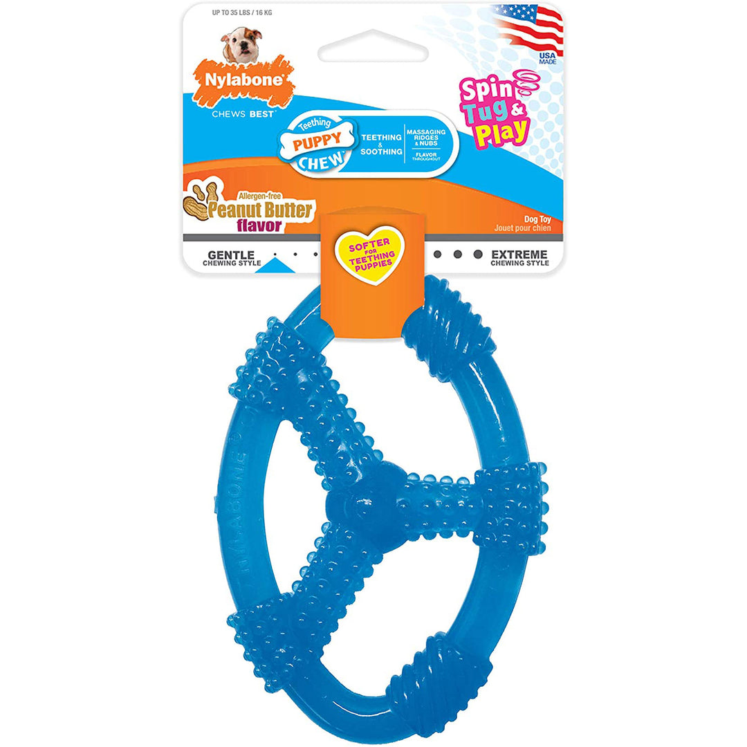 Nylabone Moderate Chew Flexible Oval Ring, Peanut Butter, Wolf Size