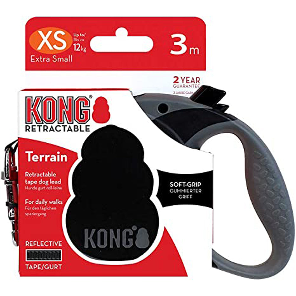Kong, X-Small Retractable Black Leash, 10'
