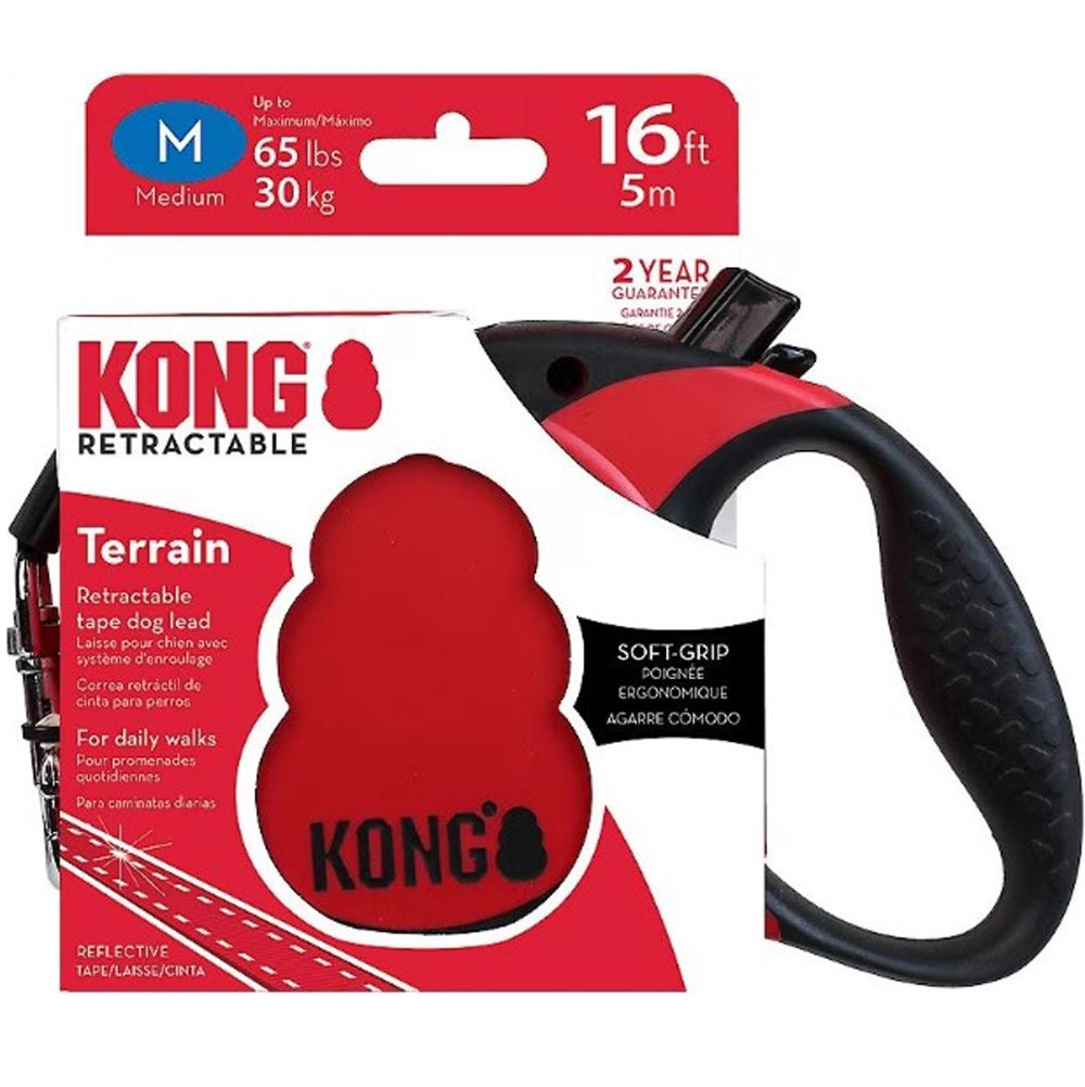 Kong, Medium Retractable Red Leash, 16'