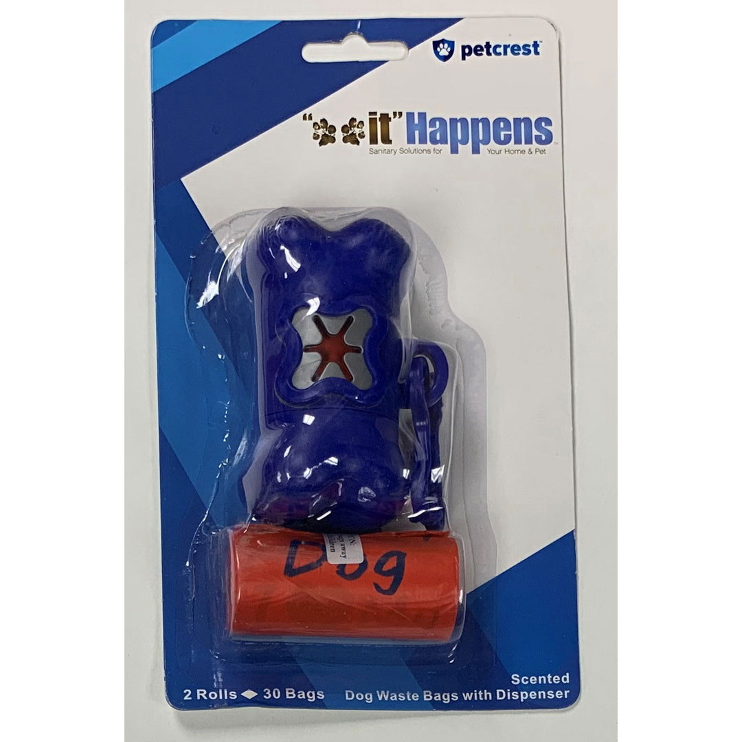 Petcrest **it Happens Scented Dog Waste Bags & Dispenser, Blue, 30-Bag-Count