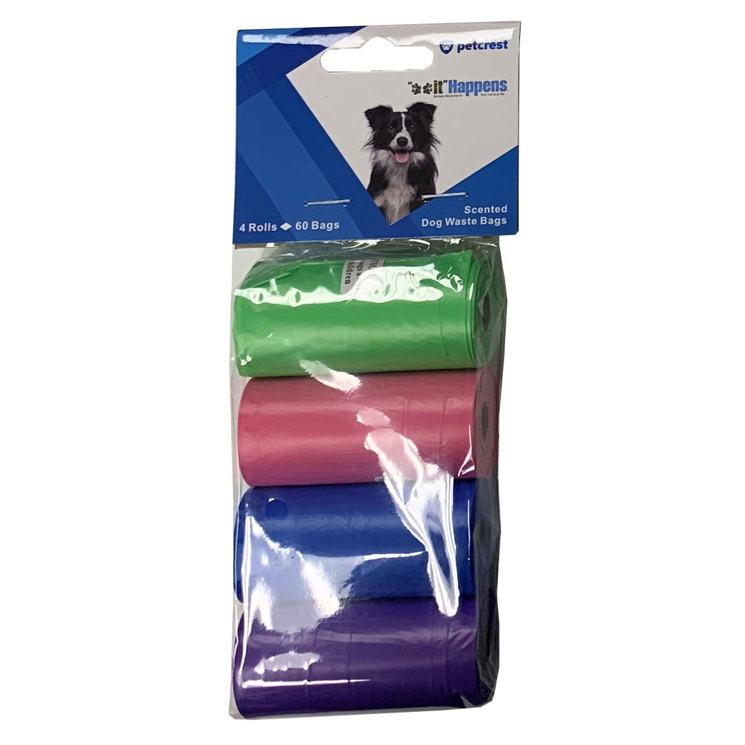 Petcrest **it Happens Scented Dog Waste Bags, Assorted Colors, 60-Bag-Count