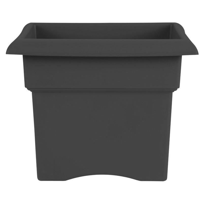 Bloem Veranda Square Plastic Planter, Charcoal, 18 in.