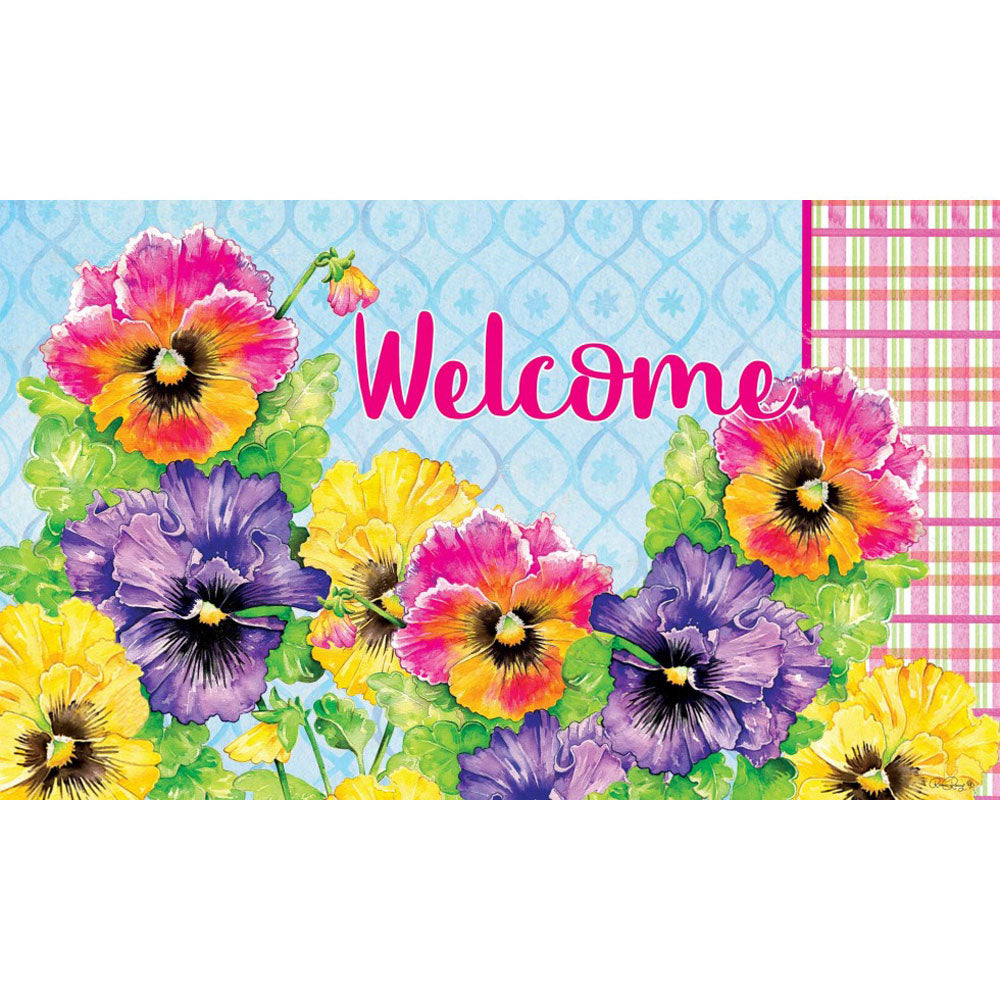 Custom Decor, Pansy Plaid Doormat
