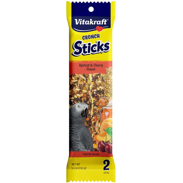 Vitakraft Apricot & Cherry Crunch Stick Parrot Treat, 2 Pack