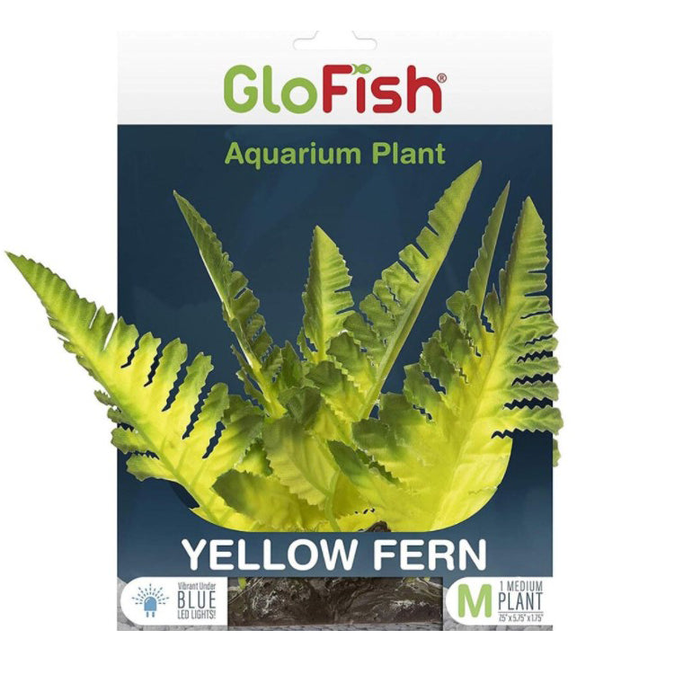GloFish Medium Yellow Fern Plant, 7.5"