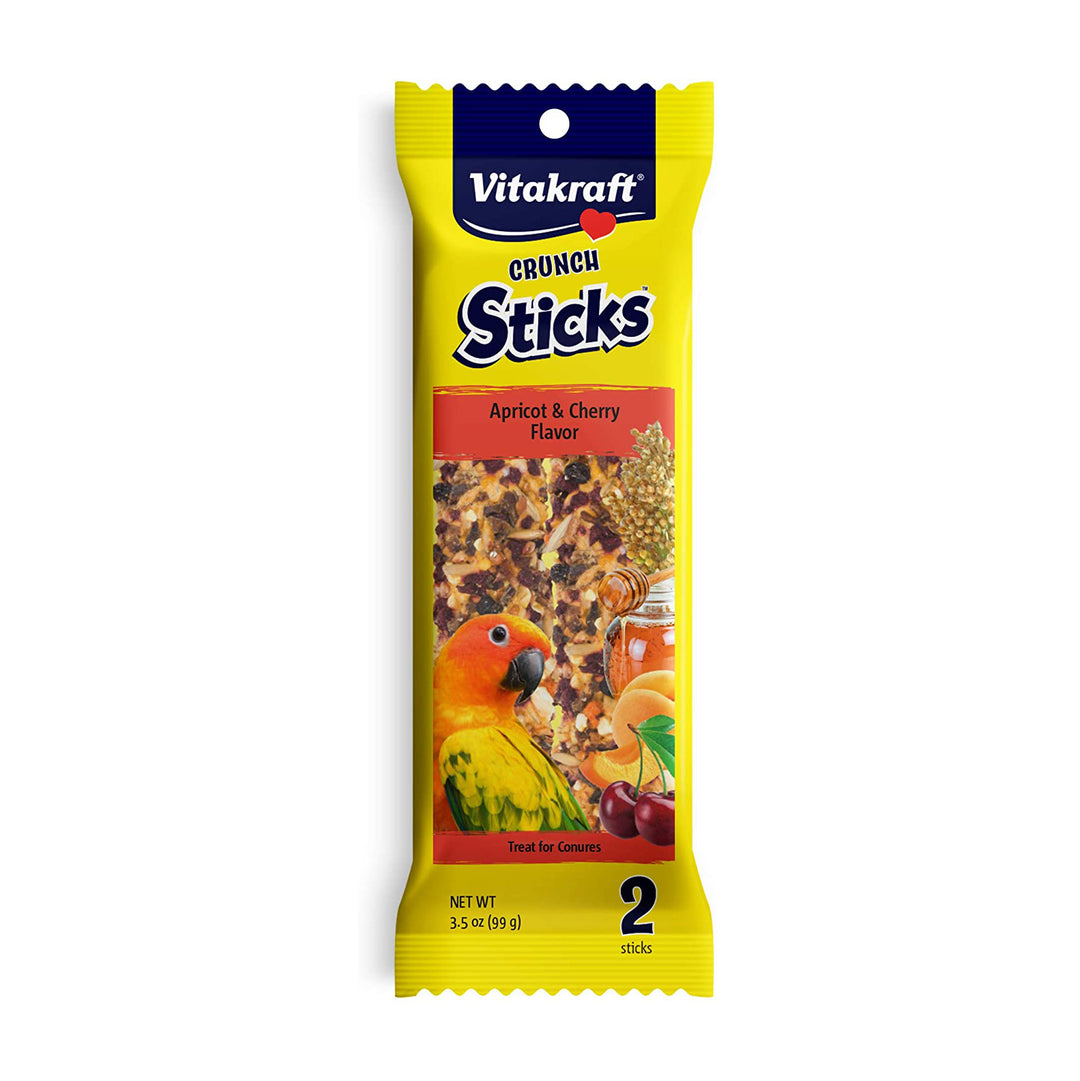 Vitakraft Conure Treat Sticks, Apricot & Cherry, 3.5 oz