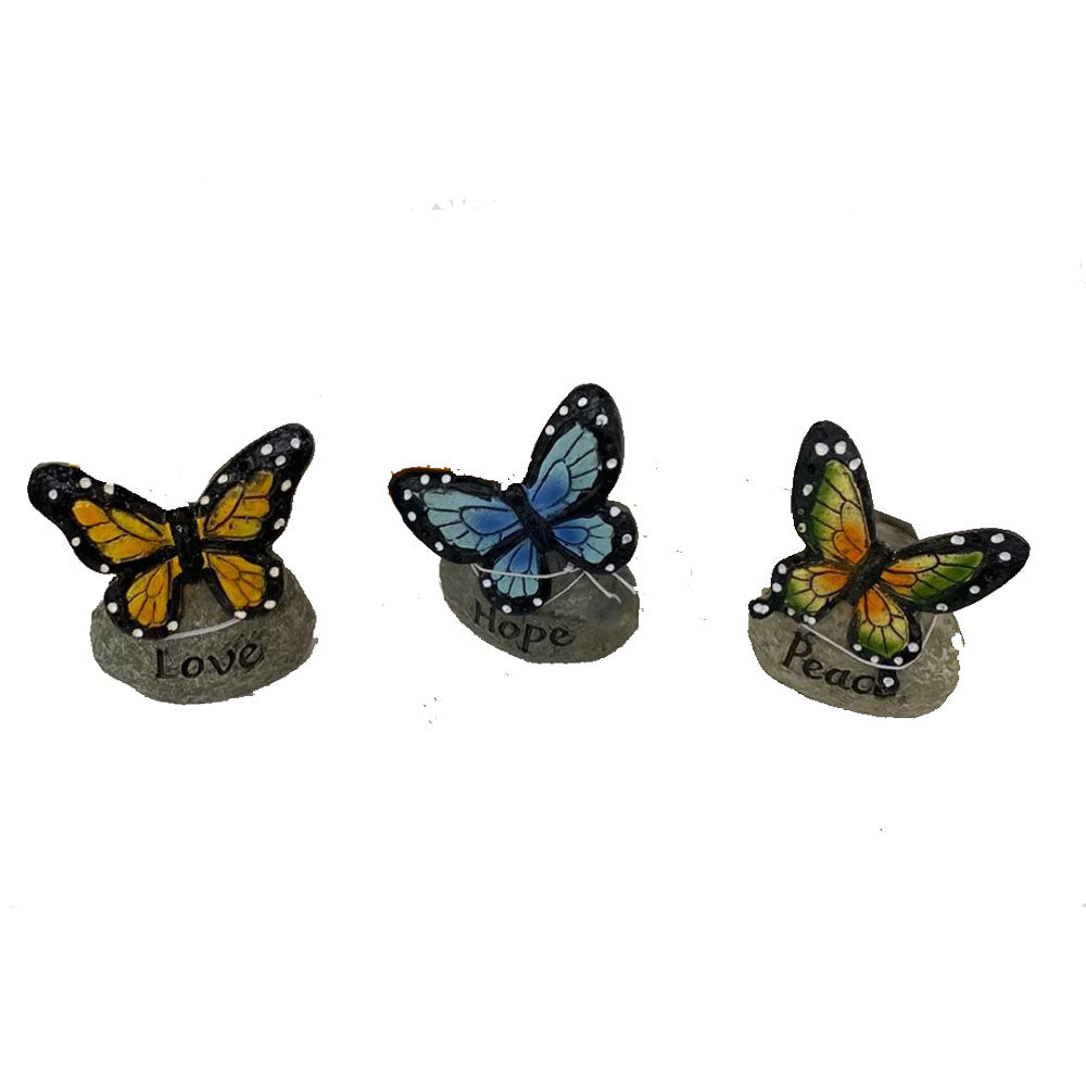 Gerson, Butterfly on Stone W/Message, 3", Assorted & Sold Separately