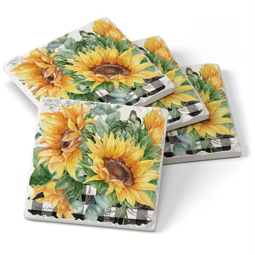 Counter Art, Sunflower Fields Coaster 4 pk Set