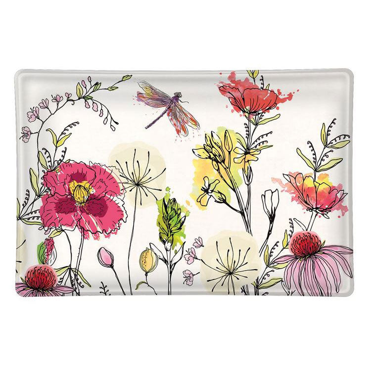 Posies Rectangle Glass Soap Dish