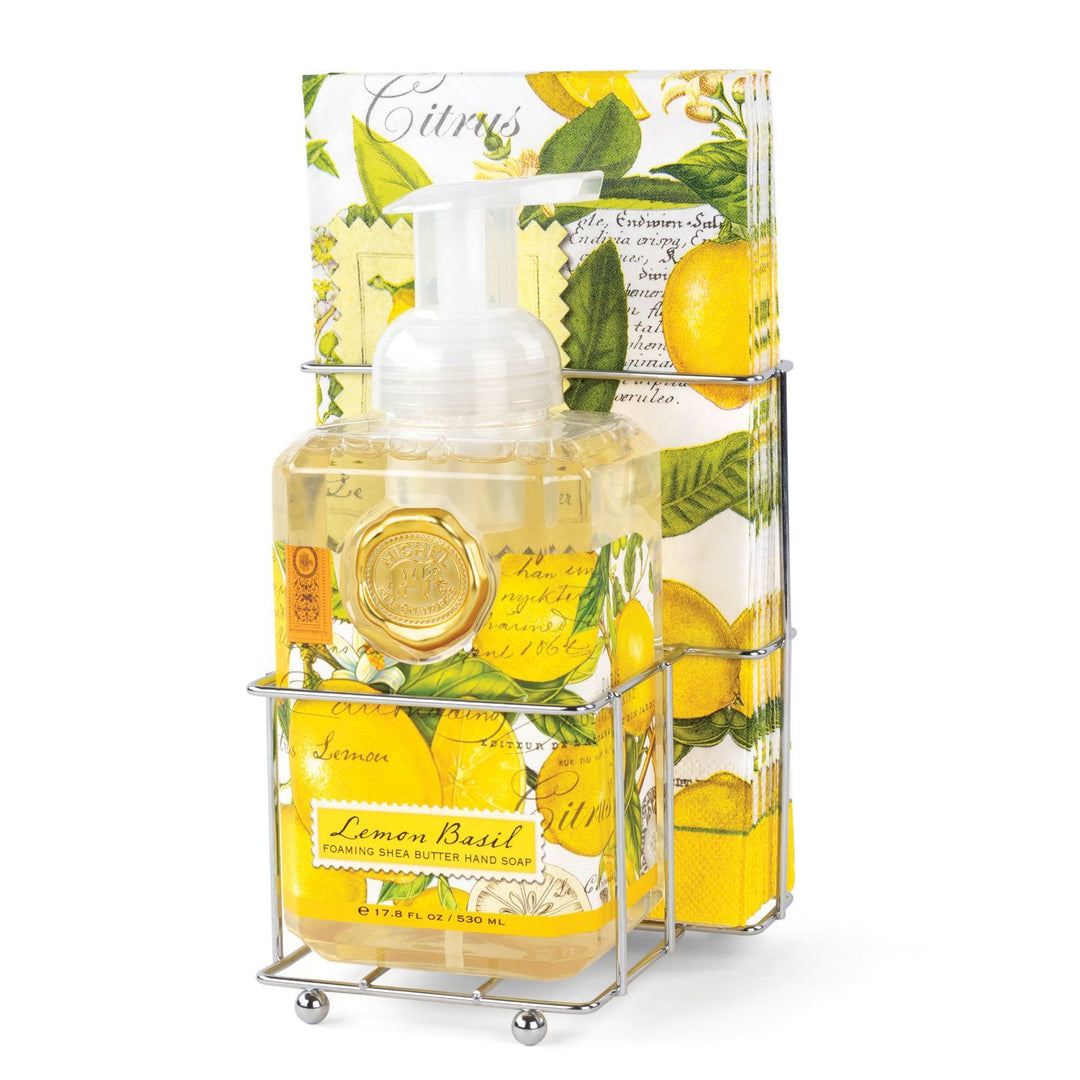 Lemon Basil Foaming Hand Soap Napkin Set
