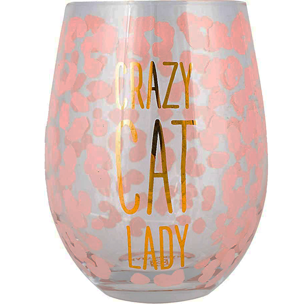 Mary Square, Crazy Cat Lady Stemless Wine Glass, 12oz