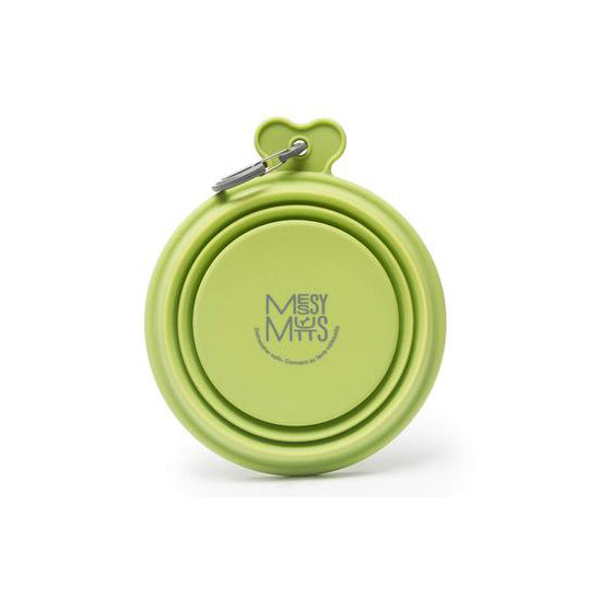 Messy Mutts Collapsible Silicone Dog Bowl, Small, Green