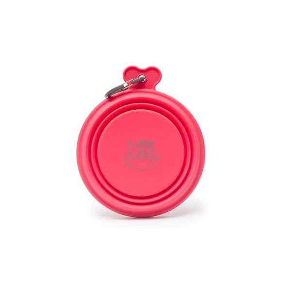 Messy Mutts Collapsible Silicone Dog Bowl, Small, Red