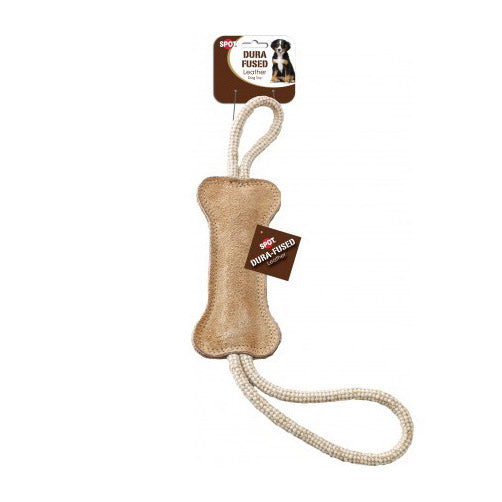 Spot, Dura-Fuse Leather Bone Tug Dog Toy, 18"