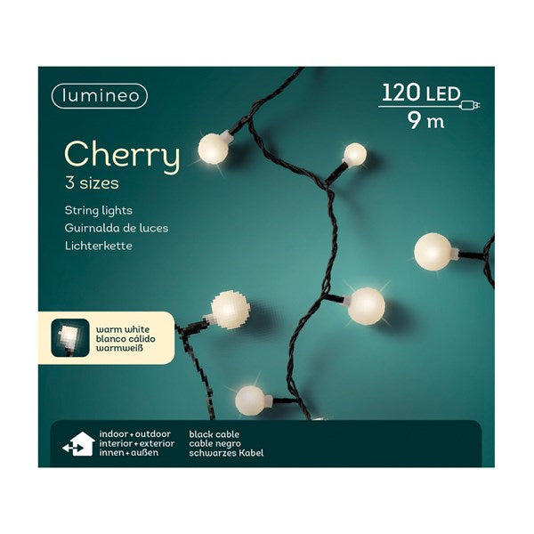 Lumineo LED Cherry String Lights, 120 Warm White / 29.5 ft. Black Cord