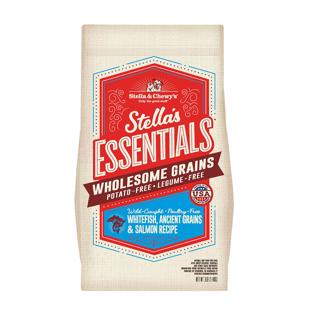 Stella & Chewy's Essentials Wild-Caught Whitefish, Ancient Grains & Salmon Recipe Dog Food, 25 lb