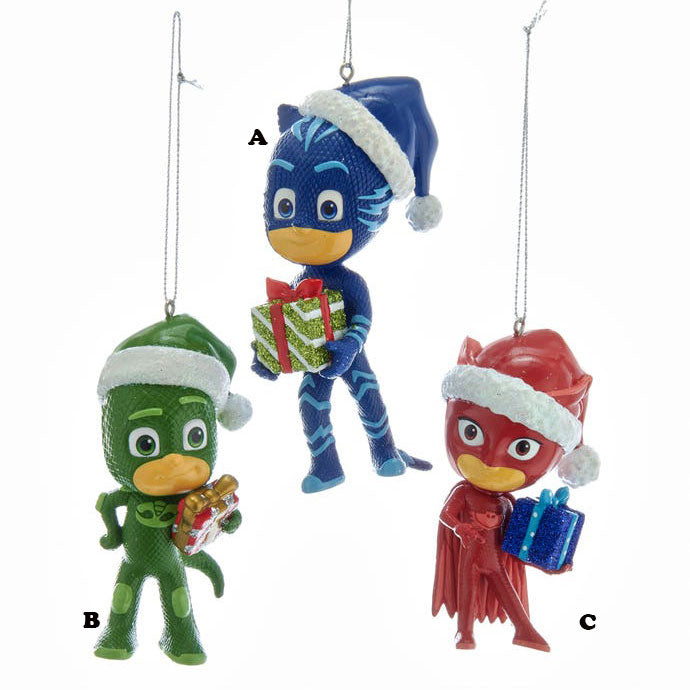 Kurt Adler PJ Masks© With Santa Hat Ornament, 3 Assorted Sold Individually, 3.5"