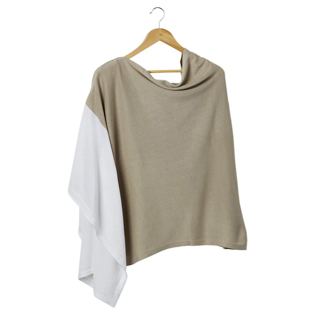 Color Block Poncho, Beige