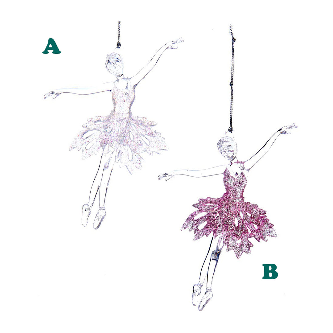 Kurt Adler Pink or White Ballet Girl Ornament, 6", Assortment Sold Individually