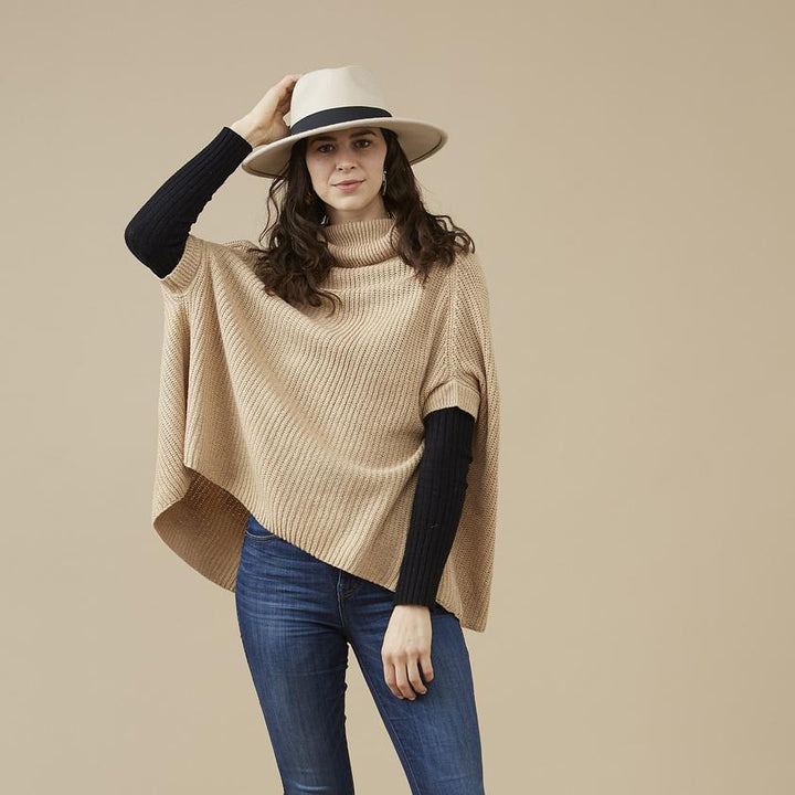 Victoria Knit Poncho, Khaki
