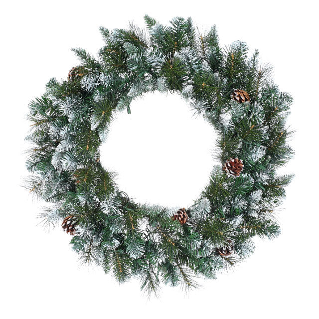 36" Mixed Snow Pine Lifelike Wreath, Unlit