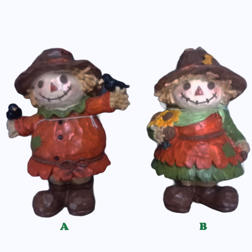 Transpac, Scarecrow w/Sunflower or Bird, Assorted and Sold Separately, Resin, Orange/Brown, 7.75"H