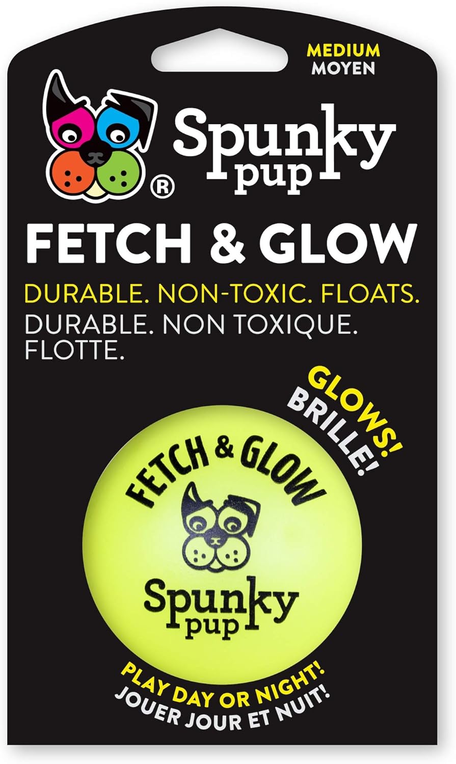 Spunky Pup, Fetch & Glow Ball Medium, Assorted Colors
