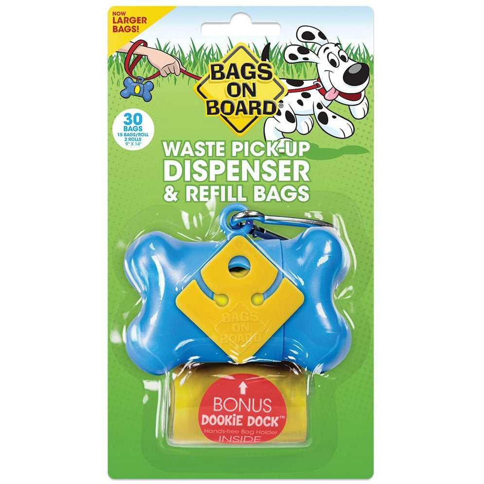 Bags on Board Waste Pick-Up Dispenser Refill Bags, Blue, 30-Count