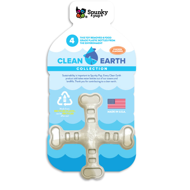 Spunky Pup Clean Earth Recycled Crossbones Dog Toy, 4"
