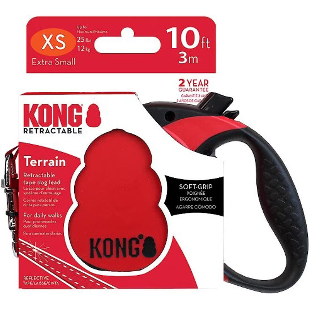 Kong, X-Small Retractable Red Leash, 10'
