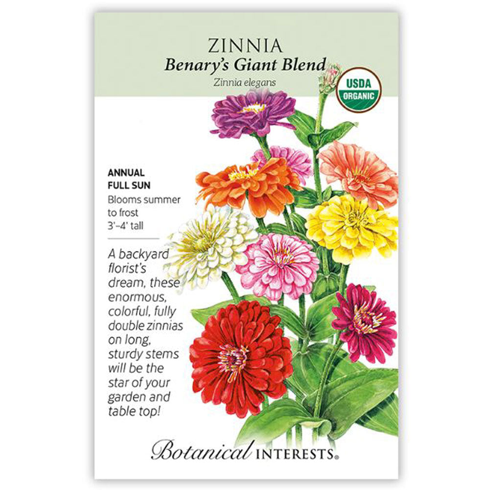 Botanical Interests, Zinnia, Benary's Giant Blend, Organic