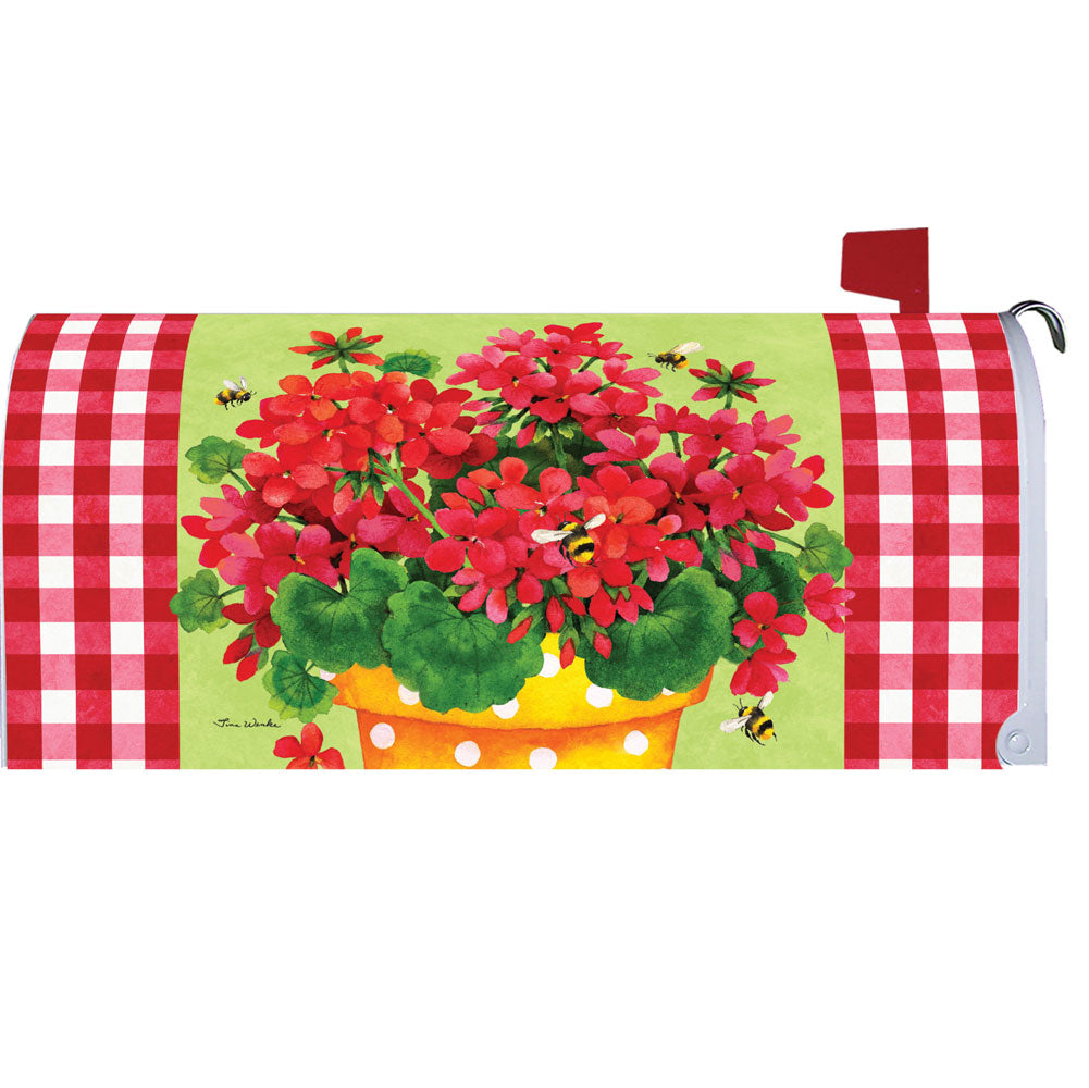 Custom Decor, Geranium Gingham, Mailbox Cover