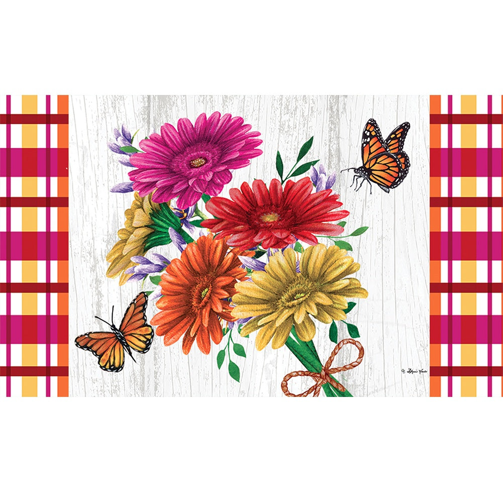Custom Decor, Gerbera Plaid Doormat