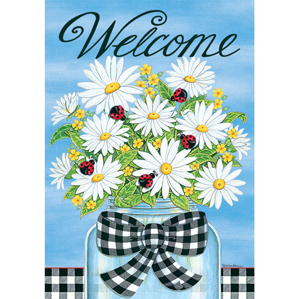 Custom Decor, Daisies & Ladybugs Flag