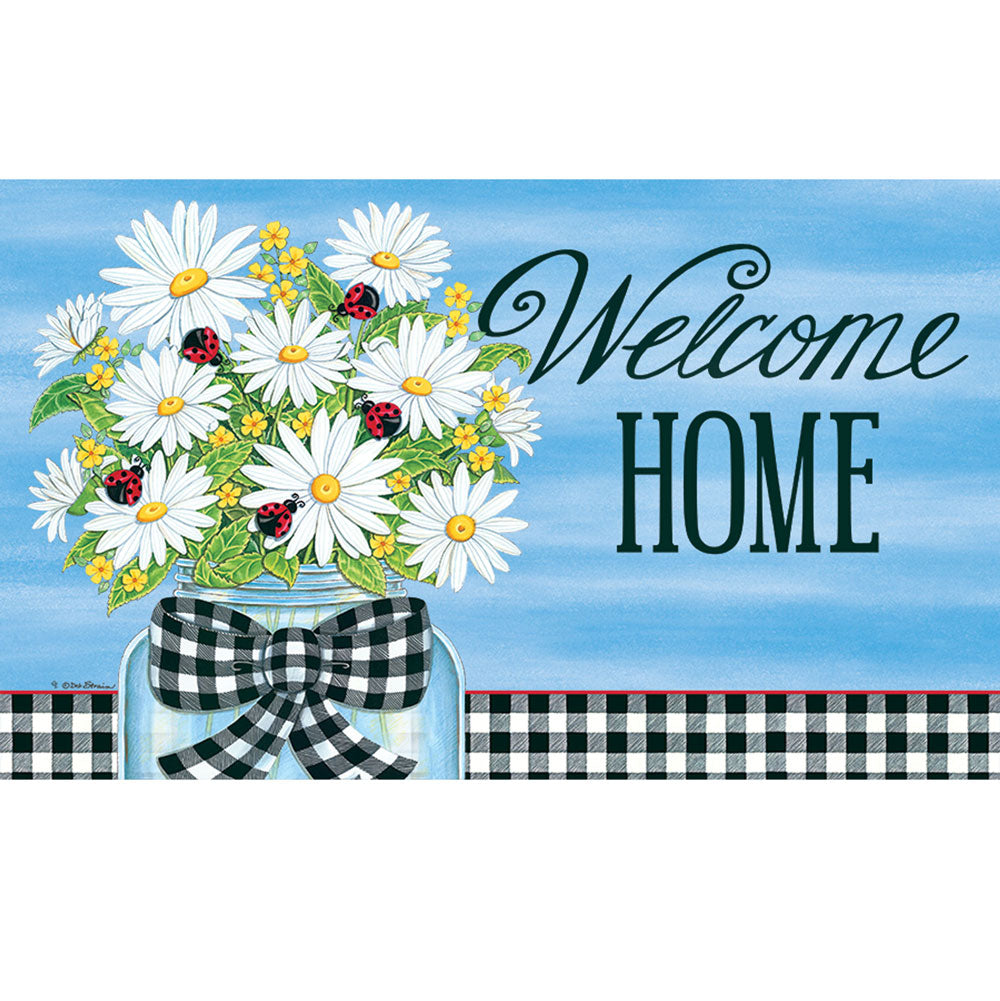 Custom Decor, Daisies & Ladybugs Doormat