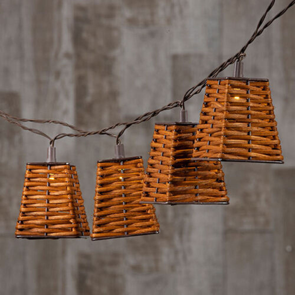 Gerson, Solar LED lights with Rattan Cover, Block Style, 10 CT