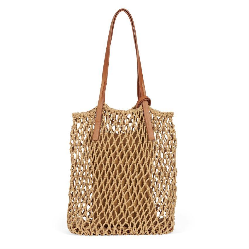 Coco + Carmen Macrame Market Tote With Wristlet, Natural