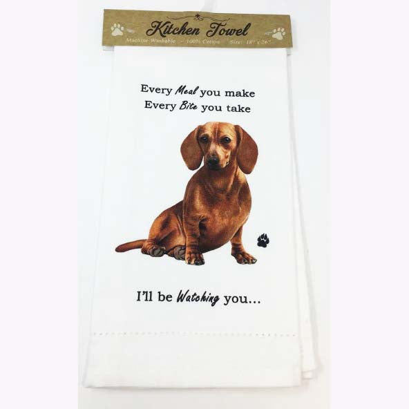 E&S Pets Kitchen Towel- Red Dachshund