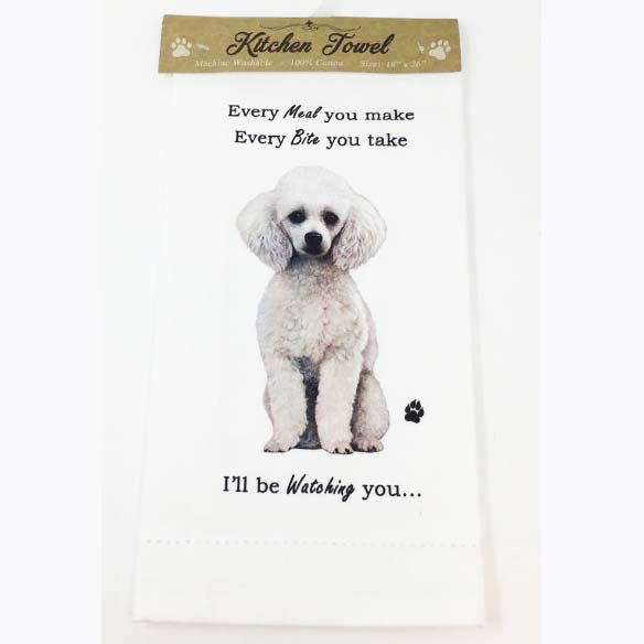 E&S Pets Kitchen Towel- White Poodle