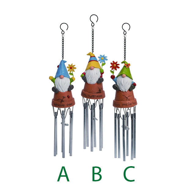 Flower Pot Gnome Wind Chime, Assortment Sold Individually, 13"
