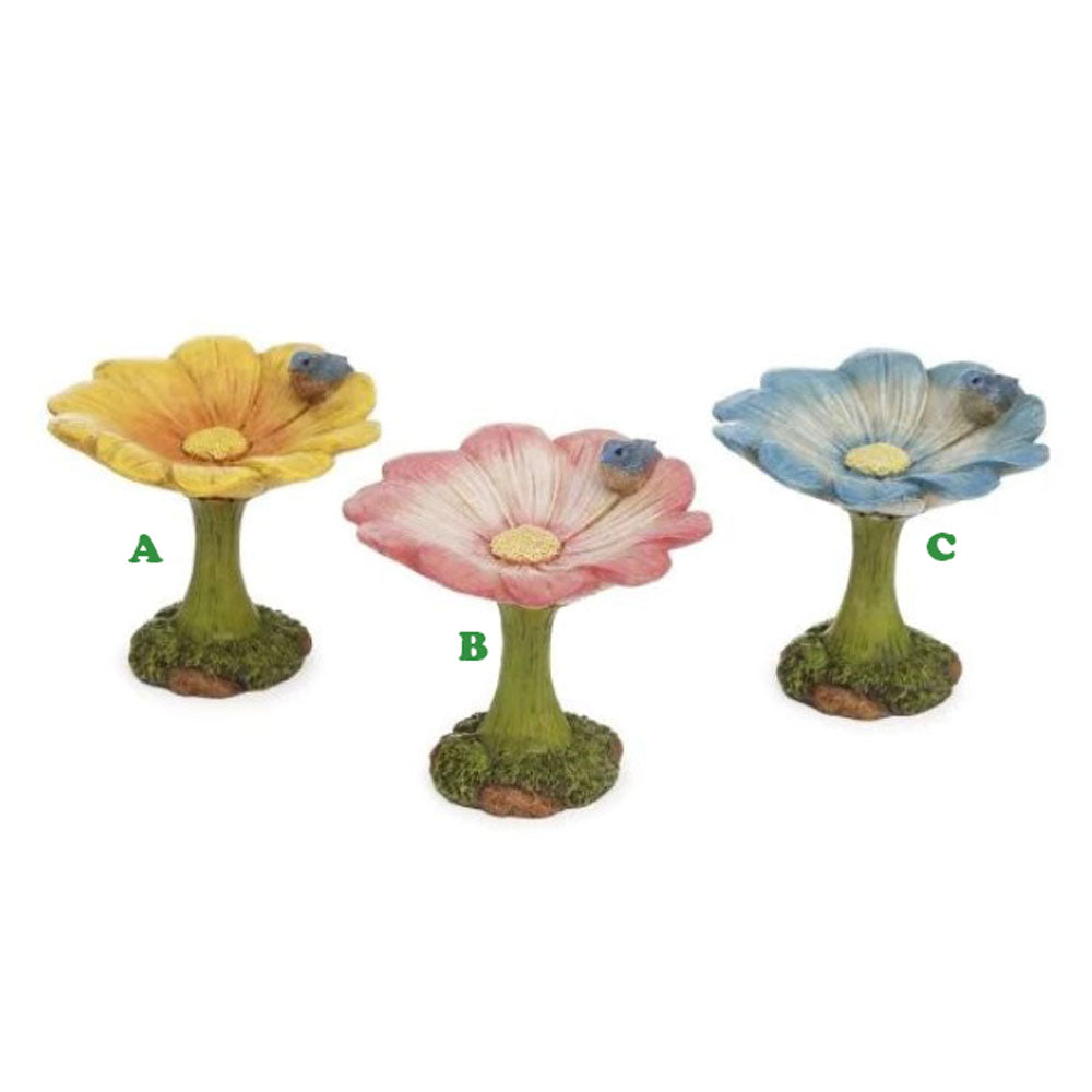Woodland Knoll, Miniature Flower Birdbath, Assorted and Sold Individually