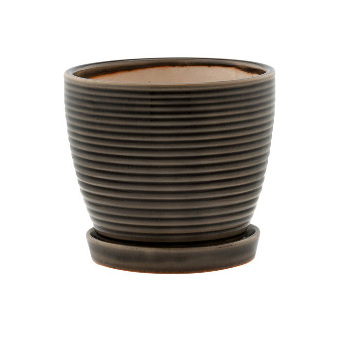 Napco Ribbed Pot with Saucer, 6"