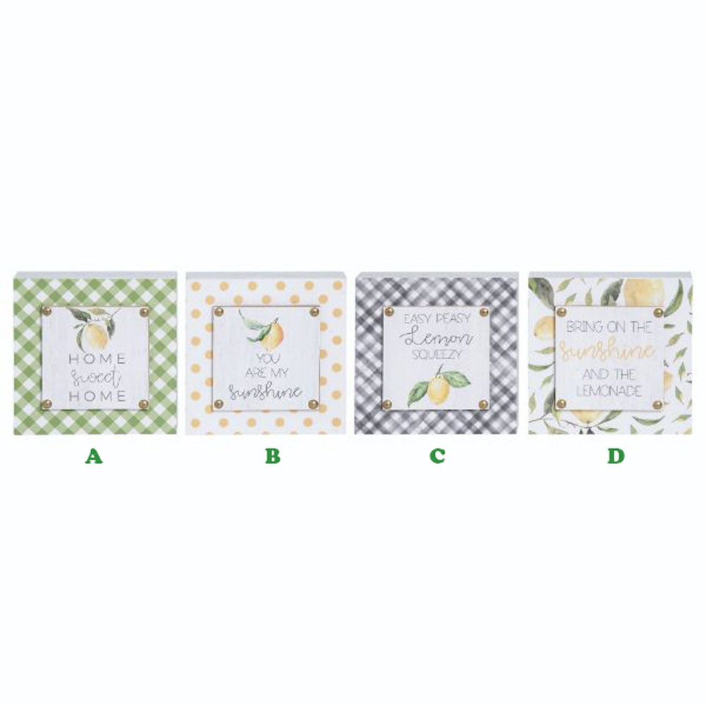 Transpac, Lemon Tabletop Box Sign, Small, Assorted and Sold Separately